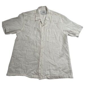 Flores Button Front Shirt in White